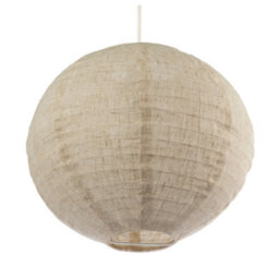 Happy Homewares Modern Natural Linen Fabric Oatmeal Spherical Pendant Lighting Shade - thumbnail 3