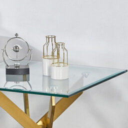 Amara Glass Side Table With Chrome Gold Legs - thumbnail 2