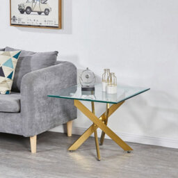 Amara Glass Side Table With Chrome Gold Legs - thumbnail 1