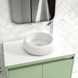 Royal Bathrooms Orion 800mm Mint Sage Floor Standing Plain White Countertop Vanity Unit 2 Door With Milan Basin & Chrome Accent Trim - thumbnail 5