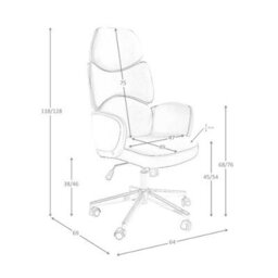 Angel Cerda Modern Light Grey Swivel Office Chair With Glossy White Pvc Backrest - thumbnail 7