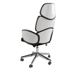 Angel Cerda Modern Light Grey Swivel Office Chair With Glossy White Pvc Backrest - thumbnail 6
