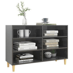 Berkfield Sturdy Sideboard High Gloss Grey 103.5X35X70 Cm Engineered Wood - thumbnail 3
