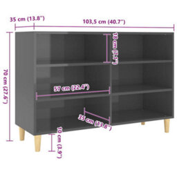 Berkfield Sturdy Sideboard High Gloss Grey 103.5X35X70 Cm Engineered Wood - thumbnail 6