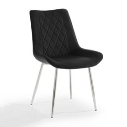 Home Detail Livorno Round Glass Dining Table With Silver Legs & Black Almeria Chairs, 6 Seater - thumbnail 4