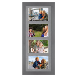 AK Frames 50X20Cm Dark Grey Modern Multi Photo Frame With Mid Grey Mount - Holds 4 Apertures (4X) 6X4 Photos - thumbnail 1