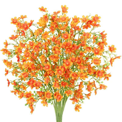 Artificial Flowers 8Pcs Loose Fake Flowers Long Stem Artificial Flower Outdoor Uv Resistant Artificial Plant (Orange - image 1