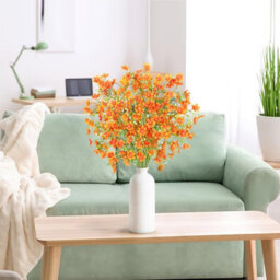 Artificial Flowers 8Pcs Loose Fake Flowers Long Stem Artificial Flower Outdoor Uv Resistant Artificial Plant (Orange - thumbnail 4