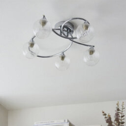 First Choice Lighting Tatton - Chrome With Ribbed Glass 5 Light Flush Ceiling Light - thumbnail 5