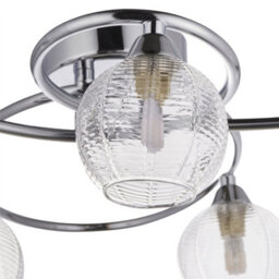 First Choice Lighting Tatton - Chrome With Ribbed Glass 5 Light Flush Ceiling Light - thumbnail 3
