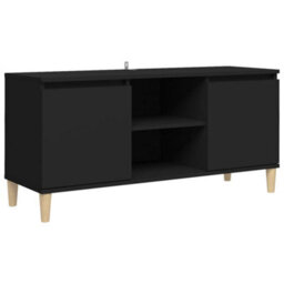 Vidaxl Tv Cabinet With Solid Wood Legs Black 103.5X35X50 Cm - thumbnail 1
