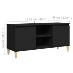 Vidaxl Tv Cabinet With Solid Wood Legs Black 103.5X35X50 Cm - thumbnail 3