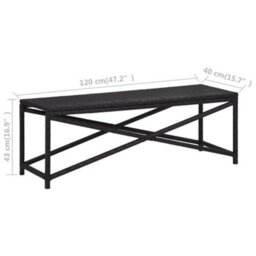 Berkfield Garden Bench 120 Cm Poly Rattan Black - thumbnail 5