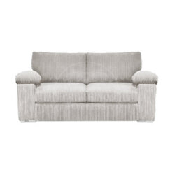 Furnishings For Less UK Delta Large Fabric 2 Seater Sofa  Padded Arms Jumbo Cord Silver