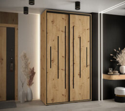 Arte  Cannes Xii Sliding Door Wardrobe W130Cm - Elegant Oak Artisan Storage Solution - thumbnail 2