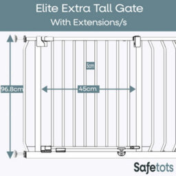 Safetots Extra Tall Elite Safety Gate, 143Cm - 152Cm, Matt Grey, Extra Tall 96.8Cm In Height, Pressure Fit Stair Gate - thumbnail 3