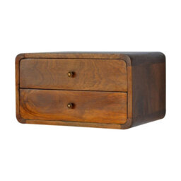 Artisan Furniture Solid Wood Floating Curved Chestnut Bedside, 2 Drawers, Brown - thumbnail 5