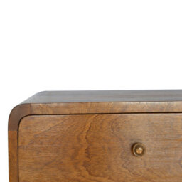 Artisan Furniture Solid Wood Floating Curved Chestnut Bedside, 2 Drawers, Brown - thumbnail 6