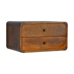 Artisan Furniture Solid Wood Floating Curved Chestnut Bedside, 2 Drawers, Brown - thumbnail 4