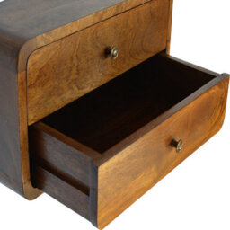Artisan Furniture Solid Wood Floating Curved Chestnut Bedside, 2 Drawers, Brown - thumbnail 8