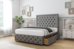"Comfort Winchester Pewter Dumfries Divan Bed Set 2 Drawers Left Side - 26"" Strutted & 12"" Footboard 2'6 Small Single" - thumbnail 2