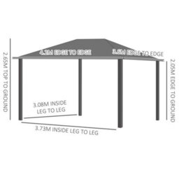 Outsunny 3.6 X 4M Aluminium Hardtop Gazebo Canopy W/ Polycarbonate Top - thumbnail 3