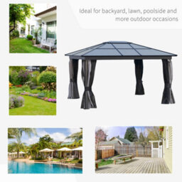 Outsunny 3.6 X 4M Aluminium Hardtop Gazebo Canopy W/ Polycarbonate Top - thumbnail 7