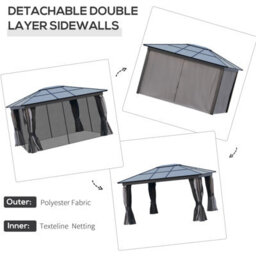 Outsunny 3.6 X 4M Aluminium Hardtop Gazebo Canopy W/ Polycarbonate Top - thumbnail 5