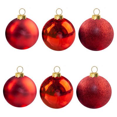 Christmas Bauble Decoration Hanging Tree Ornament X 6 6Cm Red - image 1