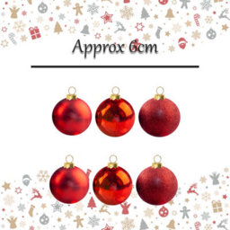 Christmas Bauble Decoration Hanging Tree Ornament X 6 6Cm Red - thumbnail 2