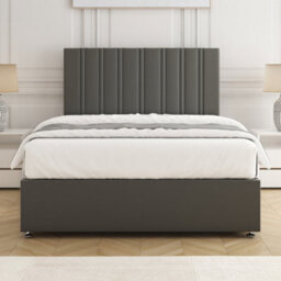Bsspoke Sienna Divan Bed Set In Grey Plush Velvet 24Inch Headboard & No Mattress No Drawers In Single Double King 4Ft 6Ft - thumbnail 2