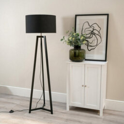 Valuelights Lottie Black Wood Tripod Floor Lamp With Black/gold Drum Shade - thumbnail 3
