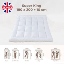 Hotel Quality Mattress Topper 10Cm 4Inch Thick Deep Toppers Super King 200Cmx180Cm - thumbnail 2