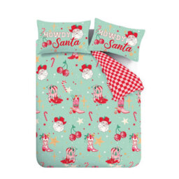 Catherine Lansfield Santa's Howdy Christmas Reversible Duvet Cover Set With Pillowcase Green - thumbnail 5