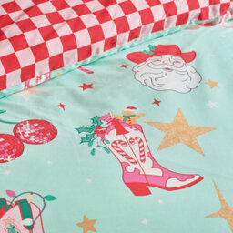 Catherine Lansfield Santa's Howdy Christmas Reversible Duvet Cover Set With Pillowcase Green - thumbnail 4