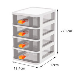 Living And Home White 4-Tier Plastic Desktop Stationery Cosmetic Storage Box Drawer Organizer With Handle - thumbnail 5