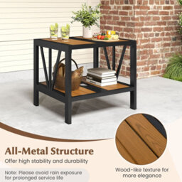 Gainoom 2-Tier Patio Metal End Table Outdoor Side Table Small Bistro Coffee Table - thumbnail 8