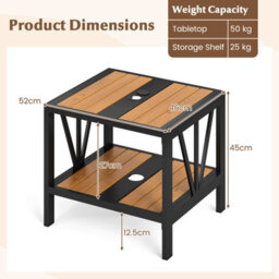 Gainoom 2-Tier Patio Metal End Table Outdoor Side Table Small Bistro Coffee Table - thumbnail 2