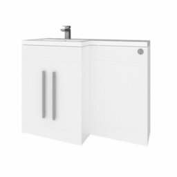 Rinse Bathrooms 1100mm L Shape Lh Vanity Unit Gloss White Painting Sink Unit & Btw Toilet Unit - Flat Packed - thumbnail 2