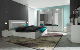 Arte White Matt Double Bed W167Cm X H101Cm X D207Cm - Upholstered Led Headboard & Contemporary Design - thumbnail 2