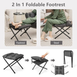 Costway Modern Lazy Chair With Ottoman Armrests Side Pocket & Footrest Accent Lounge Chair Reading Leisure - thumbnail 7