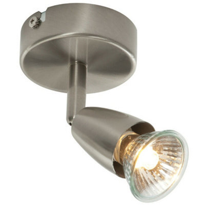 Led Adjustable Ceiling Spotlight Satin Nickel Single Gu10 Dimmable Downlight - image 1