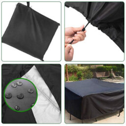 Rectangular Garden Furniture Cover, Black, 200 X 160 X 70 Cm, 210D Oxford With Silver Coating - thumbnail 4