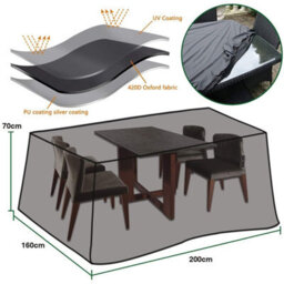 Rectangular Garden Furniture Cover, Black, 200 X 160 X 70 Cm, 210D Oxford With Silver Coating - thumbnail 6