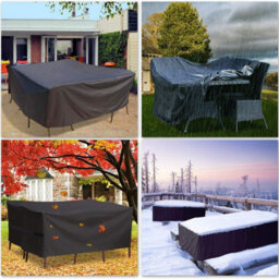 Rectangular Garden Furniture Cover, Black, 200 X 160 X 70 Cm, 210D Oxford With Silver Coating - thumbnail 2