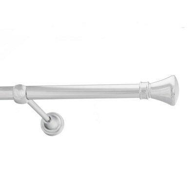 Toolty Chrome Metal Curtain Pole 19mm With Finials Rod Classic Brackets Liberty 350Cm