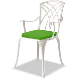 Centurion Supports Oshowa Luxurious Garden And Patio Table And 2 Large Chairs Cast Aluminium Bistro Set- White With Green Cushions - thumbnail 6