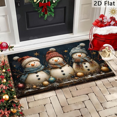 Amorly Snowman Christmas Area Rug, Non Slip Winter Runner Mat, Festive Floor Decor For Living Room, Bedroom, Laundry Room Entryway Xmas - image 1
