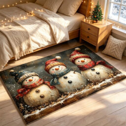 Amorly Snowman Christmas Area Rug, Non Slip Winter Runner Mat, Festive Floor Decor For Living Room, Bedroom, Laundry Room Entryway Xmas - thumbnail 6