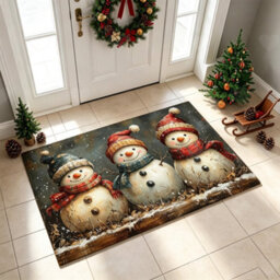 Amorly Snowman Christmas Area Rug, Non Slip Winter Runner Mat, Festive Floor Decor For Living Room, Bedroom, Laundry Room Entryway Xmas - thumbnail 7